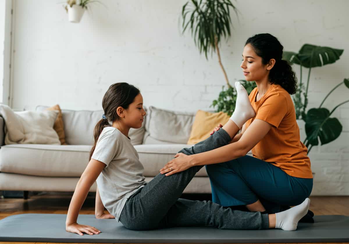 Child undergoing physical therapy